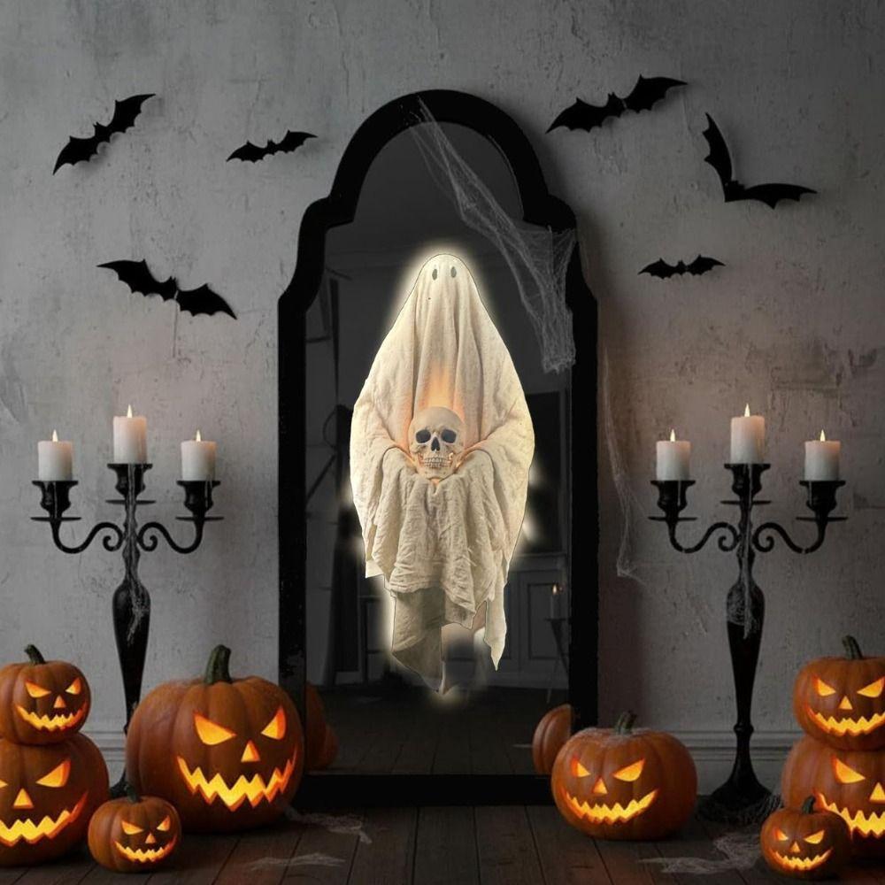 Glowing LED Mirror Decor Battery Operated Halloween Wall Decor Gift Haunted House Ornament Bedroom