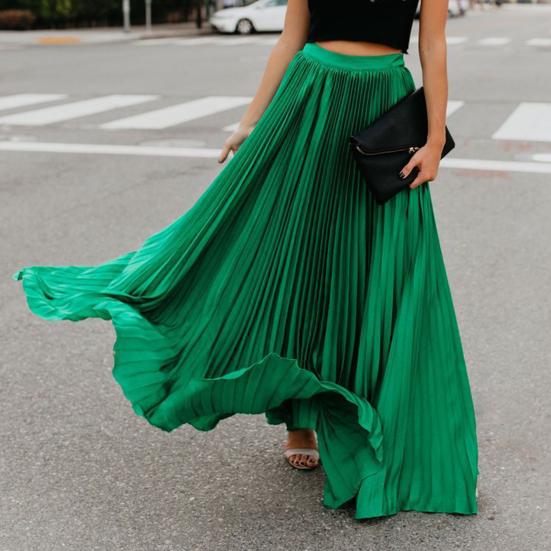 Skirt Women Solid Color Large Hem A-Line Long Skirt Work Leisure Skirt Streetwear