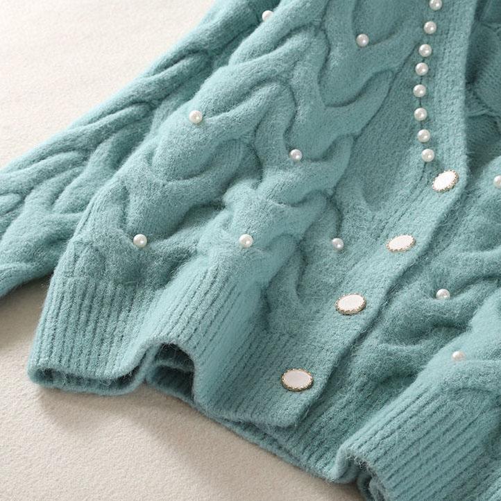 Женский вязаный кардиган Sweet Pearl с v-образным вырезом, женские осенние и зимние универсальные короткие вязаные топы