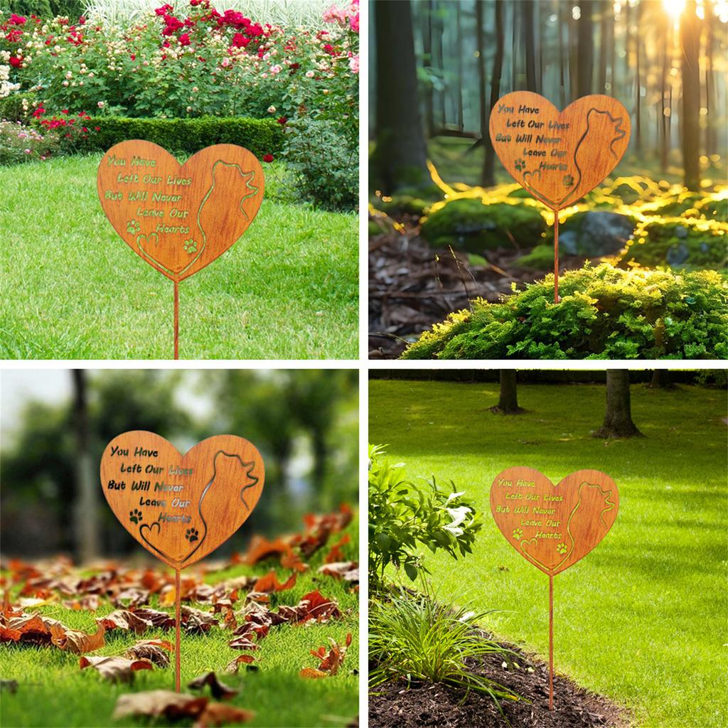 Pet Commemorative Plaque Garden Ornament Heart Shaped Memorial Plaque for Dog Cat Lover and Garden Decor Enthusiasts