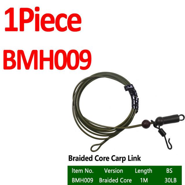 Bimoo 1PC 30LB 35LB 45LB Fluoro Carbon Fused Carp Link High Carbon Carp Main Line Braided Carp Leader Trace with Terminal Swivel