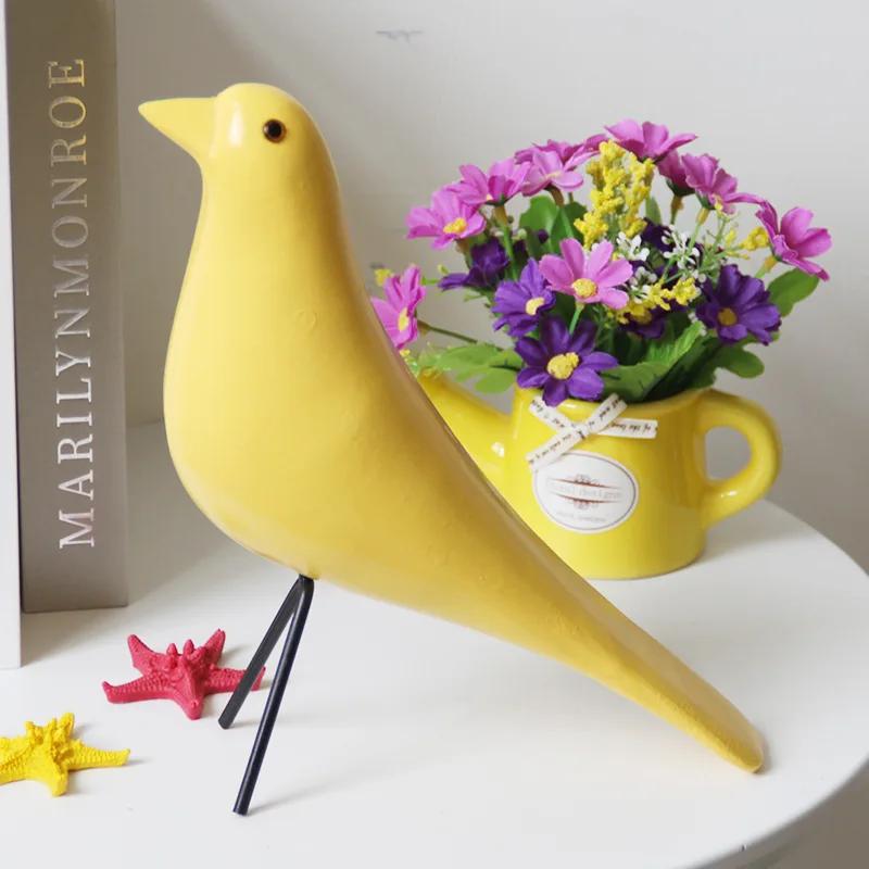 Деревянные украшения в виде птиц, современная искусственная птица, статуэтка голубя, подарочный подарок на праздник, украшение для гостиной и сада
