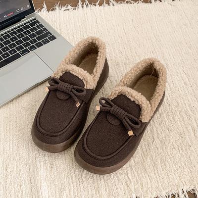 Женские лоферы на подкладке из овчины - Замшевые слипоны на подошве-пузыре, Зимние удобные балетки с нескользящей подошвой