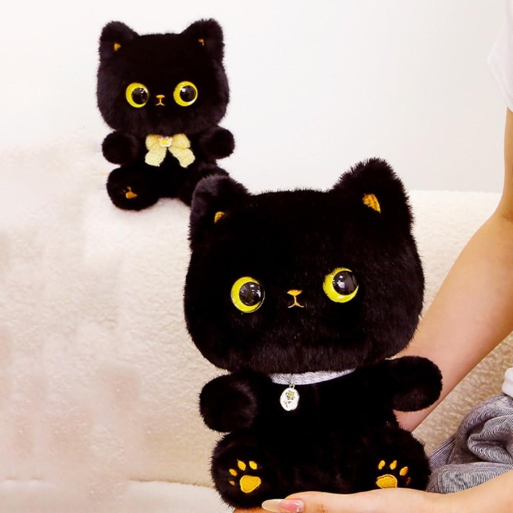 Stuffed Animals Black Cat Plush Toy Furry Cat Table Doll Siamese Cat Doll  Birthday Gifts