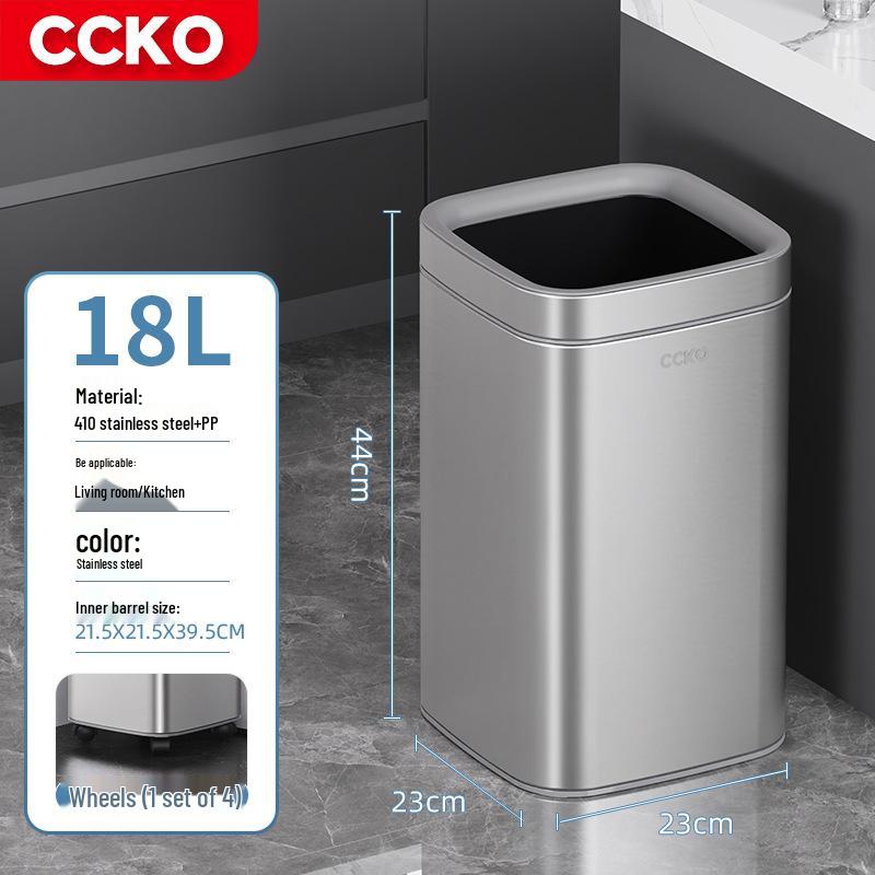 CCKO Большая открытая мусорная корзина из нержавеющей стали для дома, офиса или кухни
