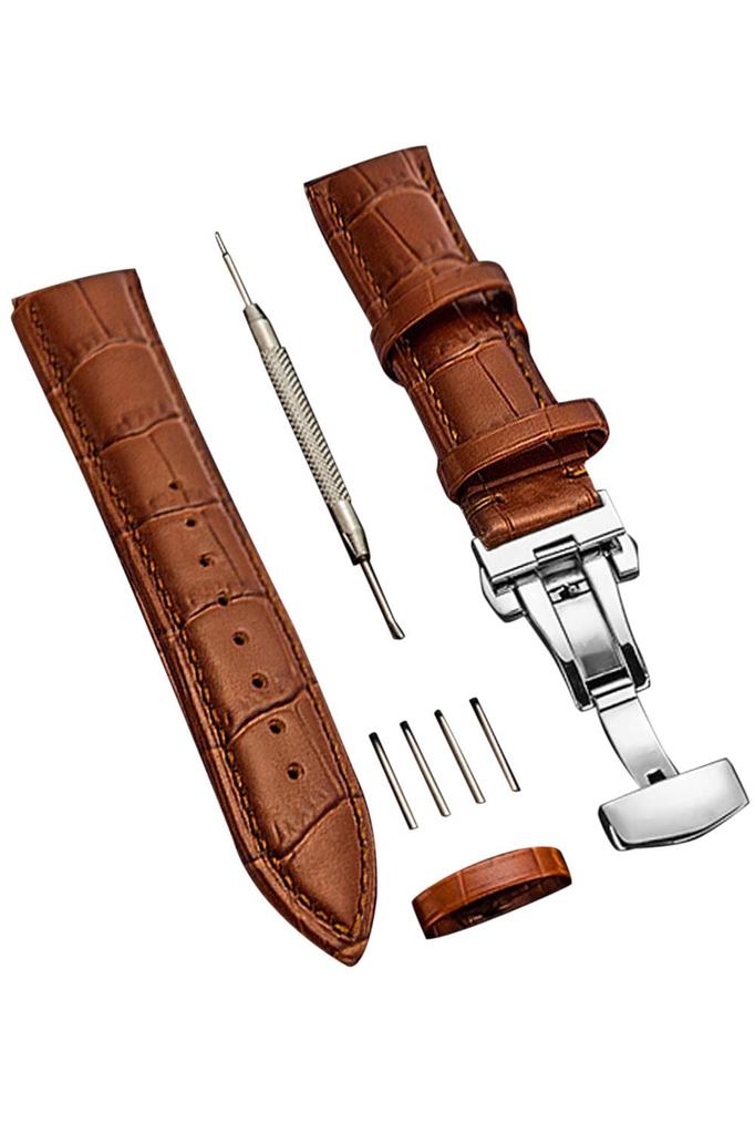 Watch Strap Watch Band 23mm 24mm 22mm 21mm 20mm 19mm 18mm Genuine Leather Watch Band Replacement Strap D Buckle Waterproof Sweatproof Watch Leather