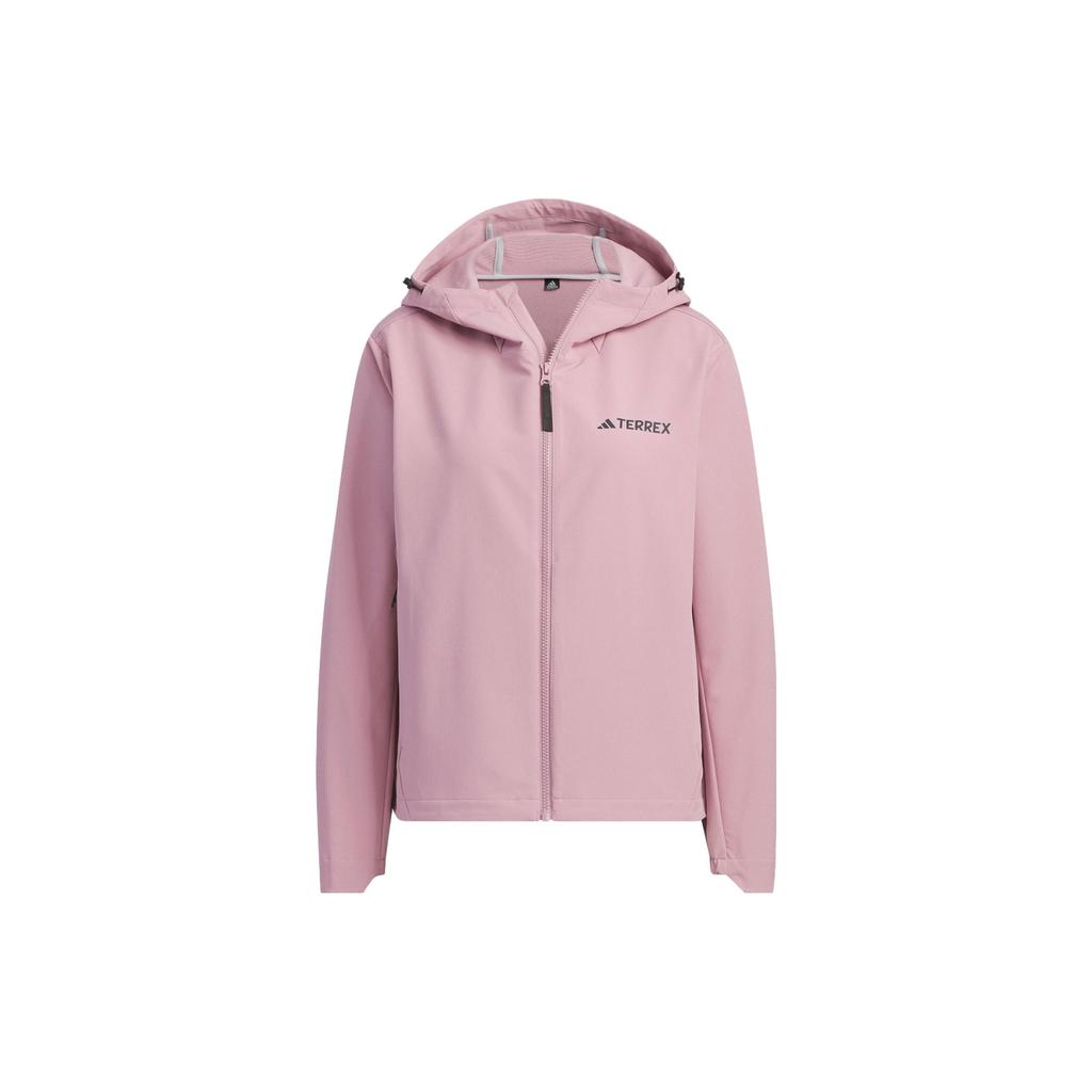 Adidas Brushed Shell Jacket Solid Color Logo Outdoor Fleece Hooded Soft Shell Jacket Women Jacket Magical-Purple-Pink IL9012