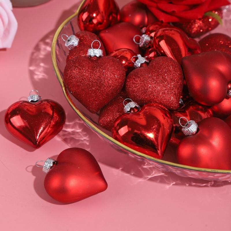 Heart Ornament Heart Baubles Hanging Ornament for Valentine Day Decors Mother Day Christmas Tree Wedding Party Decoration