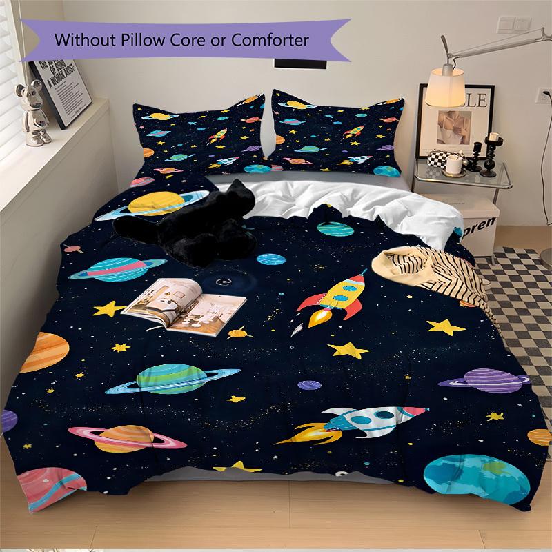 3pcs bedding set Space Adventure Includes 1 Comforter + 2 Pillowcases, Without Pillow Inserts, Soft Comfortable,Bedding Set,a0909041