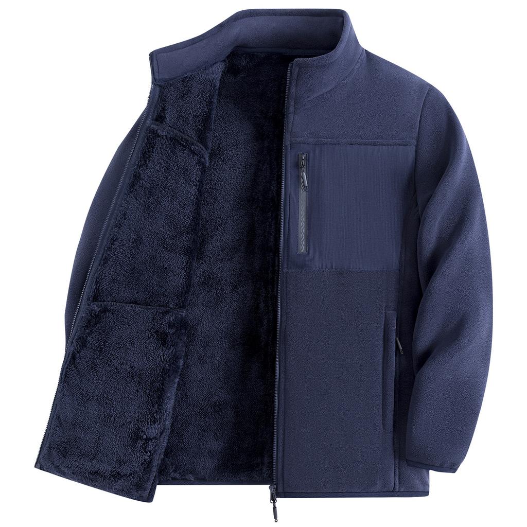 Мужская флисовая куртка на молнии с воротником плюс флисовая теплая куртка, уличный ветрозащитный термоплащ