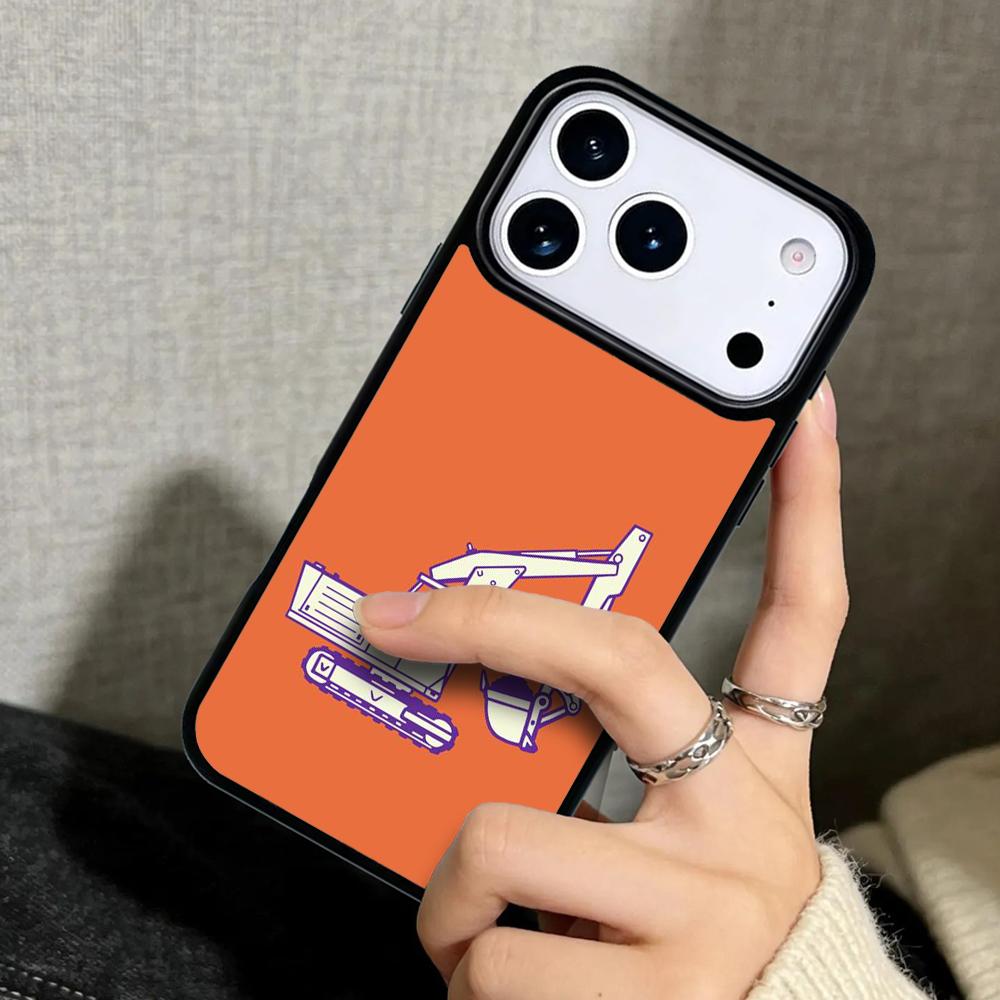 Capa Case for iPhone 17 Air 16 Pro Max 15 Plus 11 13 Mini 14 12 Back Phone Cover Excavator