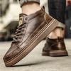 Повседневная обувь мужская на шнуровке модные удобные мягкие кожаные кроссовки средней высоты роскошные мужские ботинки деловая обувь для работы на открытом воздухе