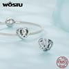 WOSTU 925 Sterling Silver Cubic Zirconia Sister Heart Bead Charms for Women Necklace and Bracelet DIY Jewelry