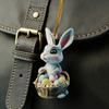 Easter Bunny Ornament 2D Flat Acrylic Bunny Car Rearview Mirror Charm Cartoon Bunny Egg Hanging