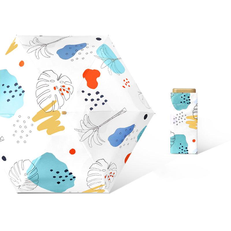 Small Fresh Portable Rain And Sun Anti-UV Umbrella Lady Chic Oil Painting Parasol Sunscreen Protection Mini Five-fold Umbrella