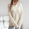 Женский осенне-зимний свитер с круглым вырезом и длинным рукавом, однотонные вязаные топы, свободный свитер