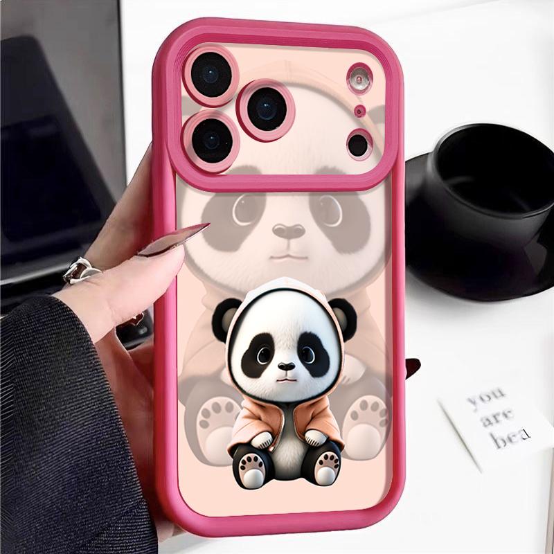 Black Coat Panda Pattern Case For iPhone 17 Pro Max Funda Shockproof Bumper Cover For iPhone 16 Pro Max 15 14 13 12 11 Air 16E