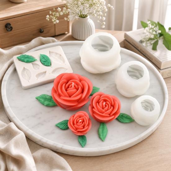 4 шт. Силиконовая форма для цветов, DIY форма для изготовления свечей-роз, мыла, Гибкая форма из эпоксидной смолы для шоколада, Выпечки, Поделок, Подарка