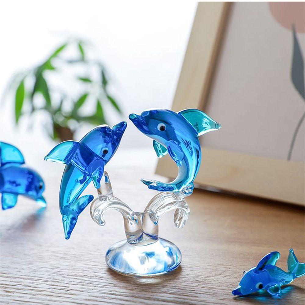 Cute Dolphin Ornament Glass Dolphin Decor Desktop Ornament Dolphin Statue Home