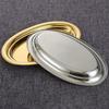 Gold/Silver Barbecue Dish Korean Style Snack Tray Elliptical Steamed Fish Plate  Restaurant