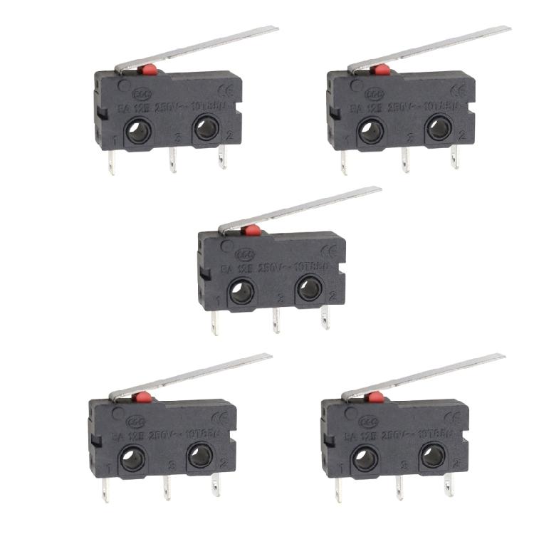 Black Housing Microswitch Assembly, KW11 KW12 Contact Button Control Unit with Metal Contacts and Rating Text Body