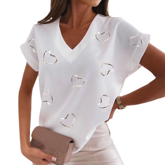 Свободная женская футболка с v-образным вырезом и коротким рукавом, летняя блузка с принтом в полоску, уличная одежда