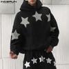 Мужские весенние толстовки большого размера с длинным рукавом и принтом звезд. Толстовки с капюшоном.