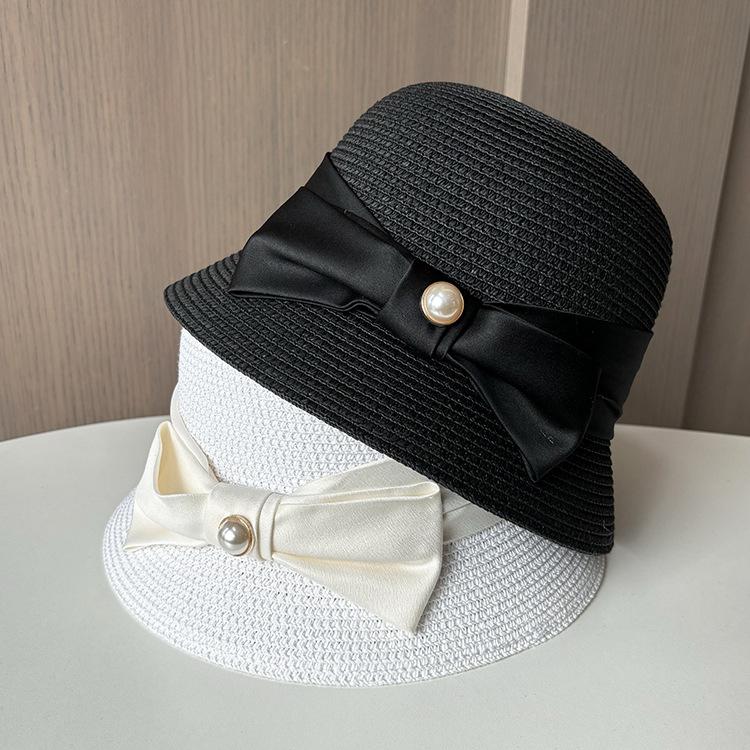 Xiaoxiangfeng elegant sunscreen straw hat women's straw UV protection bucket hat Korea outdoor sunshade sun hat