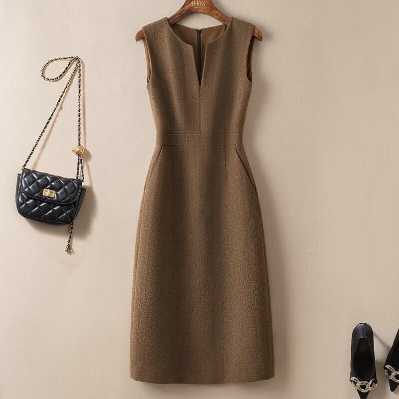 Элегантное женское миди-платье без рукавов из мериносовой шерсти SIBISHE