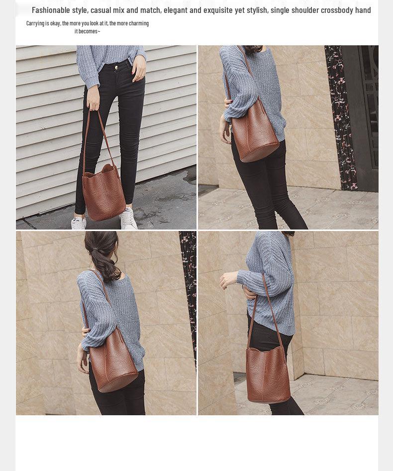 2025 Retro Suede Leather Bucket Handbag - Large Capacity Women's Crossbody & Shopping Bag