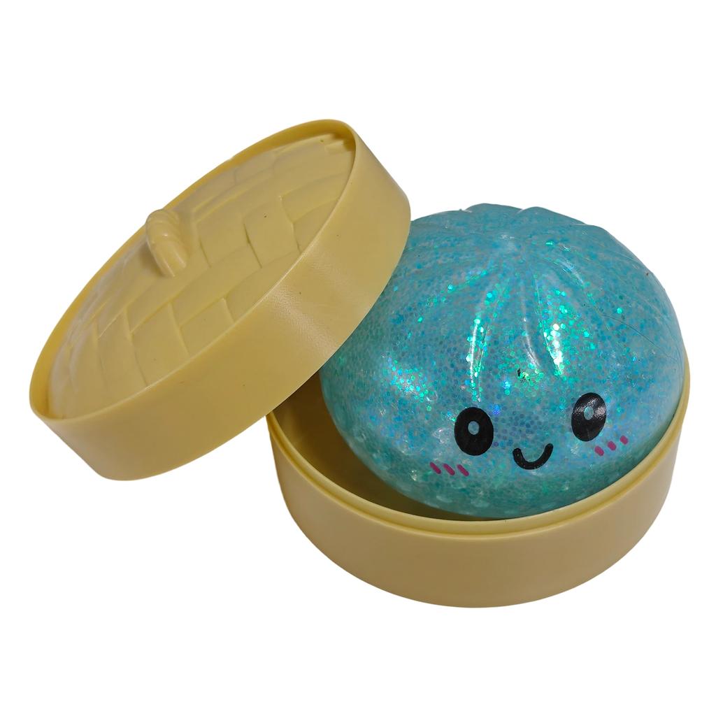 Dumpling Stress Balls Toy with Steamer Simulation Food Squishies Bun Fidget Sensory Toys for Home Desktop Decoration Party Gifts
