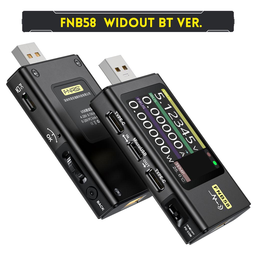 FNIRSI-FNB58 PD USB Tester Digital Voltmeter Ammeter Type-C Fast Charge Detection Trigger Capacity Ripple Measurement