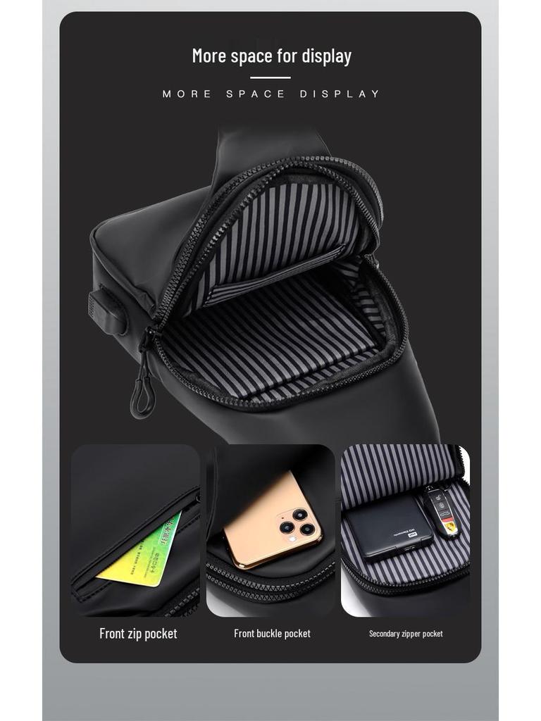 New Trendy One-Shoulder Crossbody Bag: Korean Style Men's Fashion Sports Chest Backpack