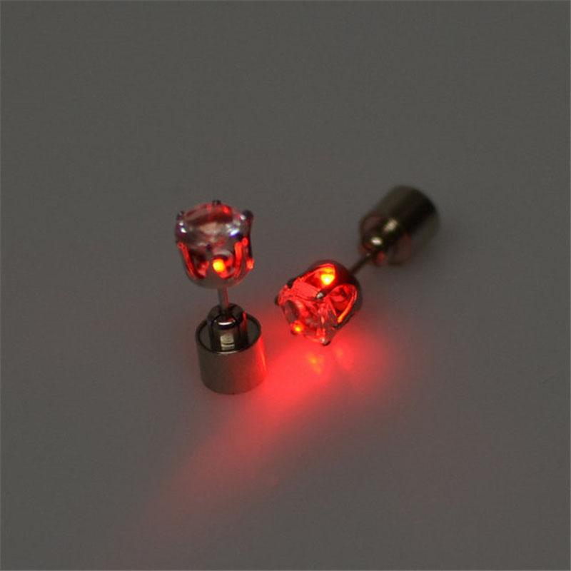 LED Bling Earrings Dance Disco Valentine's Day Gifts Fashion Jewelry Blinking Ear Stud Pink Led Earrings For Women Light Studs