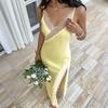 New soft and sensual pure-color satin lace halter dress