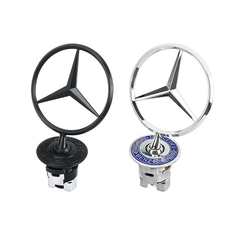 CDQ1 2025 Hot New Zinc Alloy Car Front Hood Emblem Bonnet Label Badge Decal Sticker For Mercedes Benz W204 W210 W220 W212 C180 C200 C