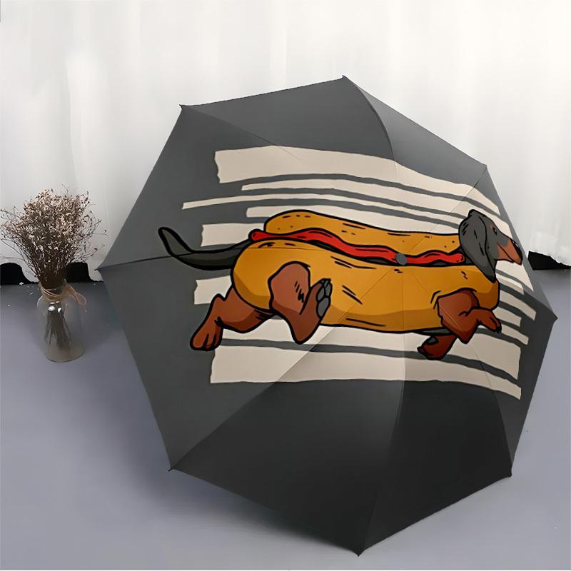 1pc Hotdog Dachshund Automatic Open/Close Umbrella Compact Folding Umbrella, All-Season Portable Umbrella for Women/Men F1124091
