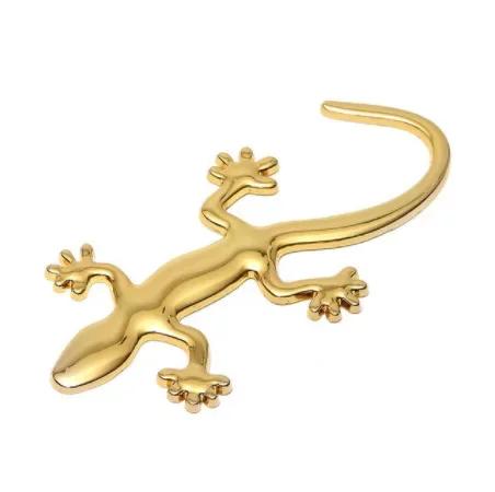 3D Car Gecko Shape Lizard Metal Badge Emblem Sticker Auto Body Panel Bumper Garnish Golden Silver Decal Universal Exterior Parts