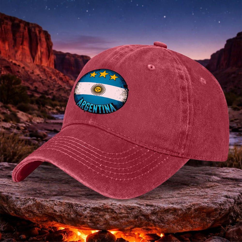 Argentina Flag Vintage Baseball Cap Unisex Adjustable Hook Loop Lightweight Hat for Outdoor Sports Travel Camping Fishing