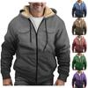 Men'S Winter Zipper Hooded Fleece Sweatshirt With Patch Pocket Casual Jacket