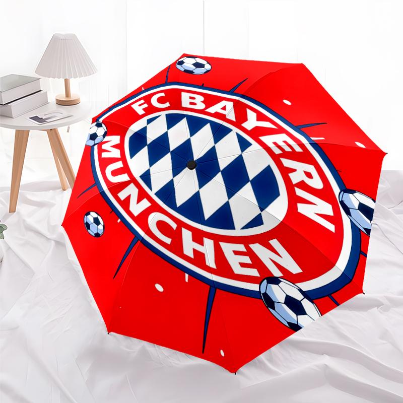 Printed FC Bayern München logo Printed Folding Umbrella,Outdoor,Leisure,And Travel Umbrella,Durable Umbrella Fabric,Birthday And Holiday Gift