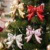 Glossy Texture Christmas Bow Pendant 3D Design Hanging Bow Ornament  Xmas Theme Setup