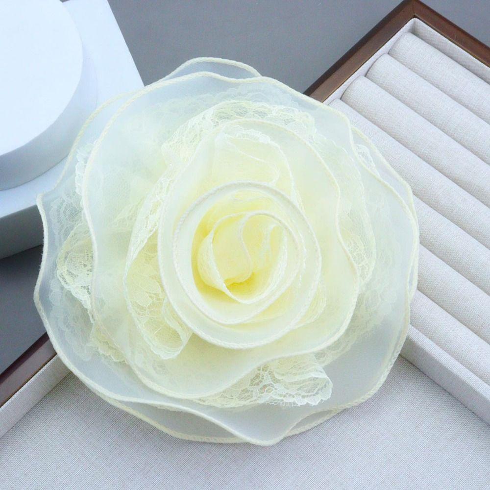 Multi-layer Yarn Rose Flower Brooch Organza Multi-Layer Floral Brooch for Women