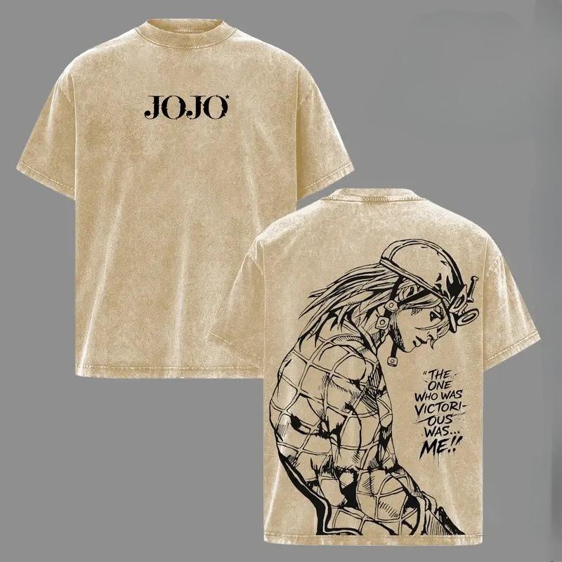 JoJo's Bizarre Adventure Брандо Диего Печатная Футболка Мужская Женская Стиранные Хлопковые Футболки Манга Винтажная Футболка Харадзюку Мужская Футболка