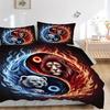 3pcs Yin Yang Lions Pattern Bedding Set, 1* Cover + 2*Pillowcases, Printed Bedding Set, Soft and Comfortable, Suitable for Bedroom and Guest
