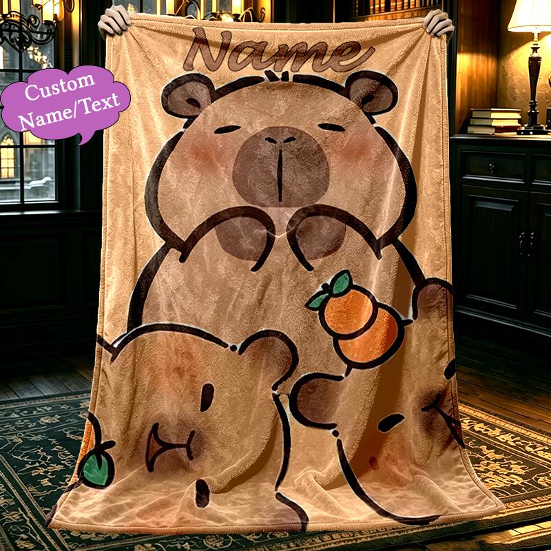 1pc Comfortable Home Print Throw Blanket, Capybara (11) Blanket For Bed and Sofa Use, Special Present For Family