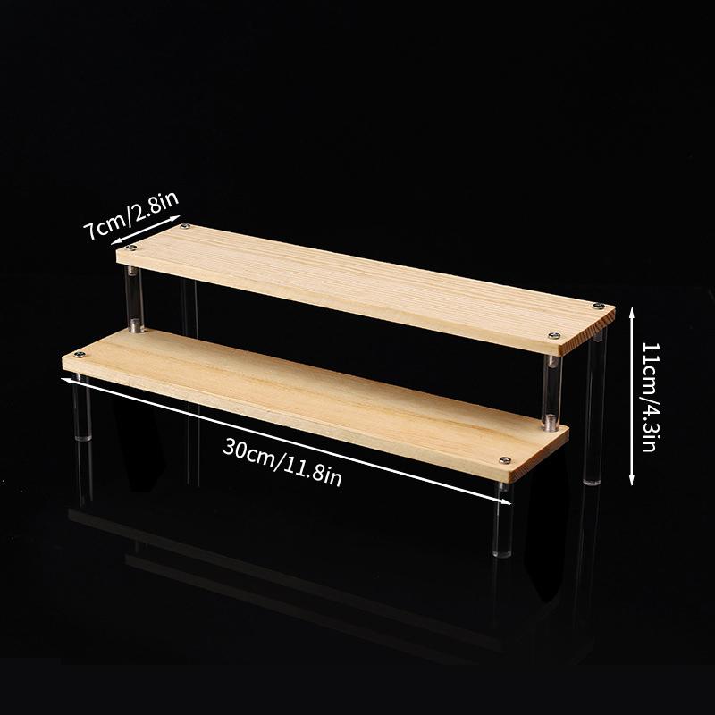 1-5 Tier Wood Acrylic Display Stand Cosmetic Organizer Display Riser Rack for Cupcake Perfume Doll Figure Shelf Home Storage