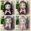 1 шт. Милая Плюшевая Кукла Кошка С Кудрявой Шерстью Брелок Kawaii Венок Из Цветов Мягкая Игрушка С Бантом Для Сумки Брелок Подарок Для Детей
