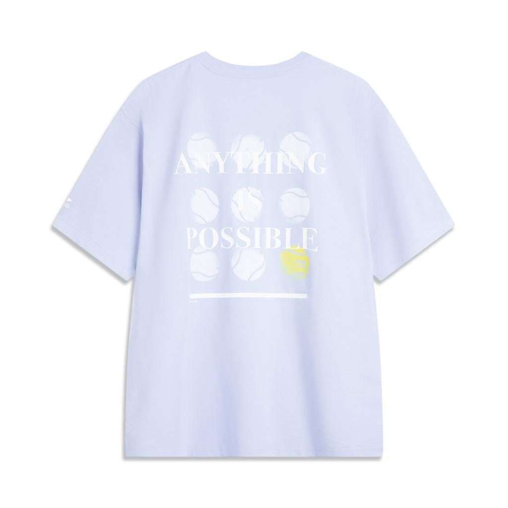 Li Ning Серия Спортивный Стиль Жизни Повседневная Простая Футболка с Круглым Вырезом и Коротким Рукавом Мужская Футболка Морозно-Синий AHSV481-2