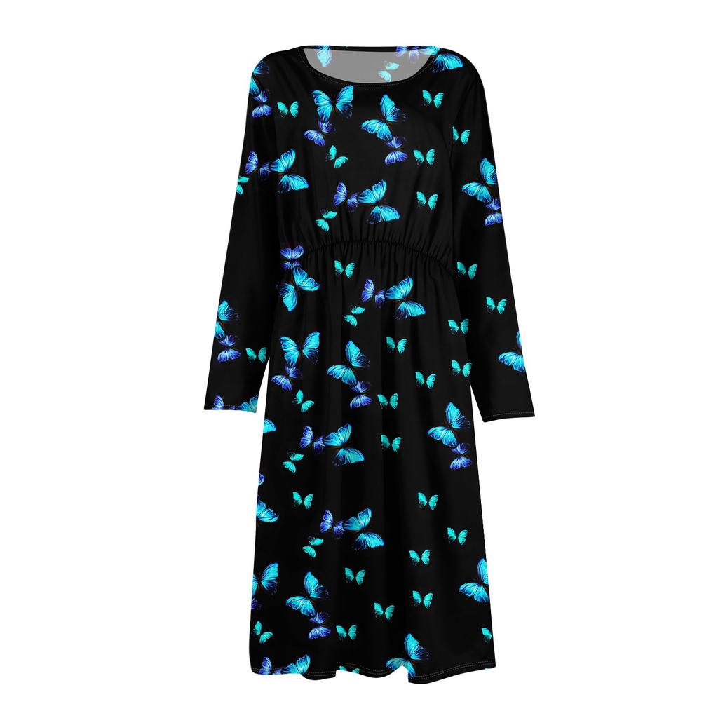 Женское модное платье свободного кроя с цветочным и лиственным принтом